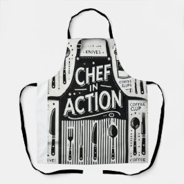 アクションエプロンのシェフはっきりした：白黒キッチン エプロン