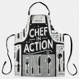 アクションエプロンのシェフはっきりした：白黒キッチン エプロン