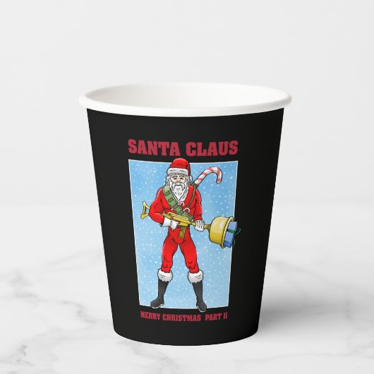 アクションサンタはクリスマスの準備ができています 紙コップ (正面)