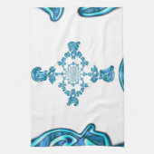 アクションシアンティール(緑がかった色)抽象芸術グラフィティアートプリント キッチンタオル (縦)