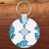 アクションシアンティール（緑がかった色）抽象芸術グラフィティアートプリント キーホルダー (正面)