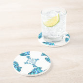 アクションシアンティール(緑がかった色)抽象芸術グラフィティアートプリント コースター (側面)