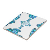 アクションシアンティール(緑がかった色)抽象芸術グラフィティアートプリント タイル (側面)