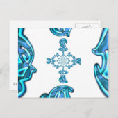 アクションシアンティール(緑がかった色)抽象芸術グラフィティアートプリント ポストカード (正面/裏面)