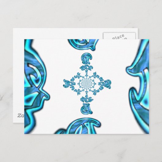 アクションシアンティール(緑がかった色)抽象芸術グラフィティアートプリント ポストカード (正面/裏面)