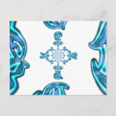 アクションシアンティール(緑がかった色)抽象芸術グラフィティアートプリント ポストカード (正面)