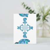 アクションシアンティール（緑がかった色）抽象芸術グラフィティアートプリント ポストカード (スタンド正面)