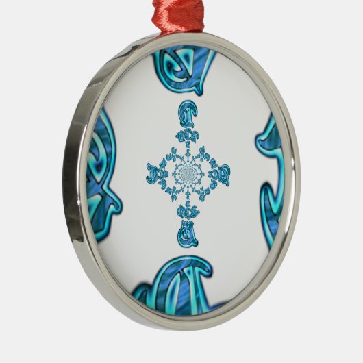 アクションシアンティール(緑がかった色)抽象芸術グラフィティアートプリント メタルオーナメント (右)