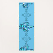 アクションシアンティール（緑がかった色）抽象芸術グラフィティアートプリント ヨガマット (正面)