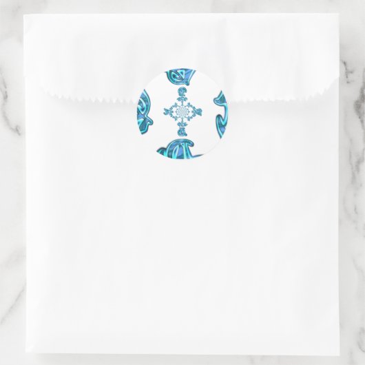 アクションシアンティール(緑がかった色)抽象芸術グラフィティアートプリント ラウンドシール (バッグ)