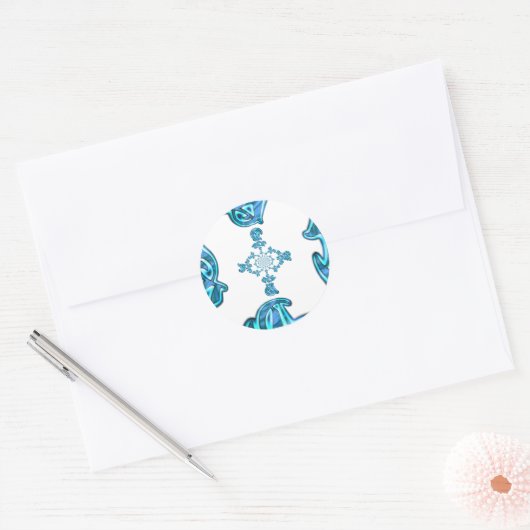 アクションシアンティール(緑がかった色)抽象芸術グラフィティアートプリント ラウンドシール (封筒)