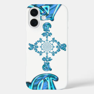アクションシアンティール(緑がかった色)抽象芸術グラフィティアートプリント iPhone 16ケース