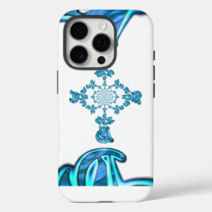 アクションシアンティール(緑がかった色)抽象芸術グラフィティアートプリント iPhone 16 PROケース