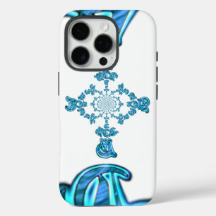 アクションシアンティール(緑がかった色)抽象芸術グラフィティアートプリント iPhone 16 PROケース