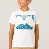 アクションシアンティール(緑がかった色)抽象芸術グラフィティアートプリント Tシャツ (正面)