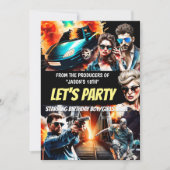 アクションスリラー映画 テーマ ポスター 大人 誕生日 招待状 (正面)