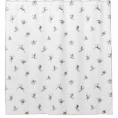 アクションパターンの冬のスキーヤー シャワーカーテン (正面)