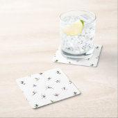 アクションパターンの冬のスキーヤー スクエアペーパーコースター (インサイチュ)