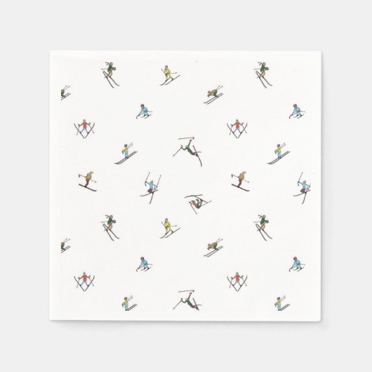 アクションパターンの冬のスキーヤー スタンダードカクテルナプキン (正面)