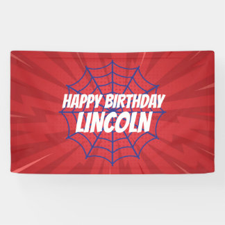アクションヒーロースパイダーウェブテーマ誕生日バナー 横断幕