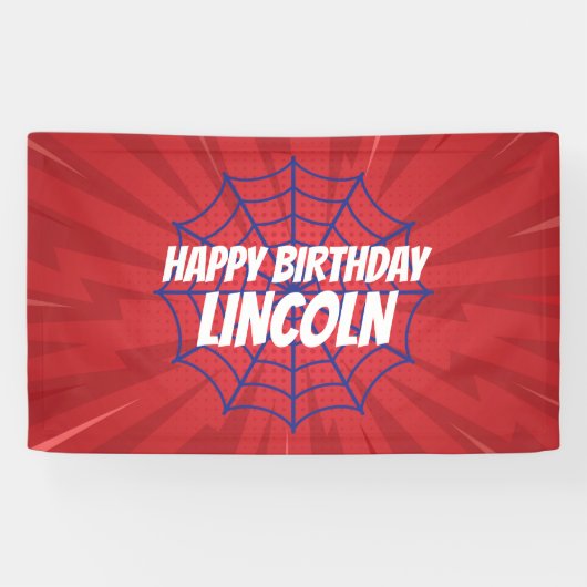 アクションヒーロースパイダーウェブテーマ誕生日バナー 横断幕 (横)