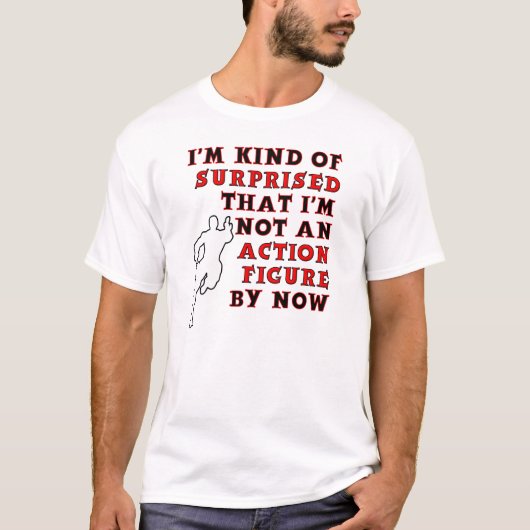 アクションフィギュア サプライズ おもしろ Tシャツ 白 (正面)