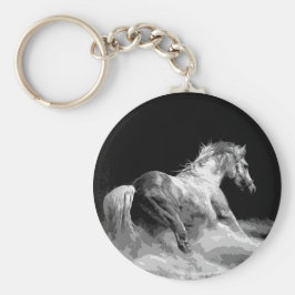 アクション内の白黒の馬 キーホルダー