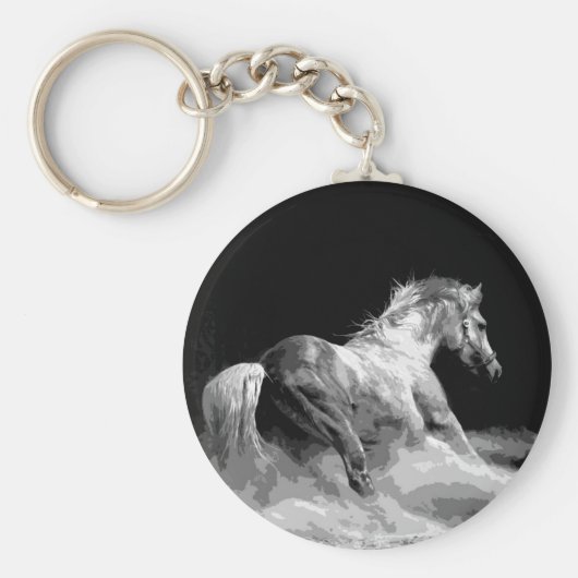アクション内の白黒の馬 キーホルダー (正面)