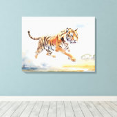 アクション内の虎2 キャンバスプリント (インサイチュ (ウッドフロア))