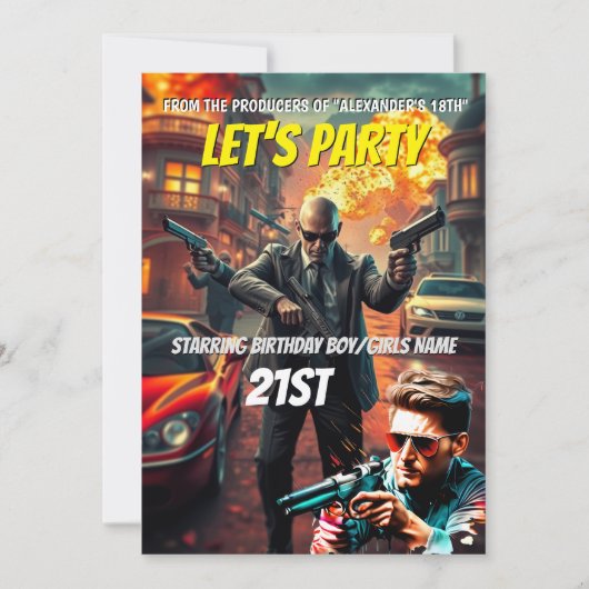 アクション映画ポスターシネマナイト編集可能DIY 招待状 (正面)