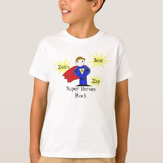 アクション・ワード入りスーパーヒーロー Tシャツ (正面)