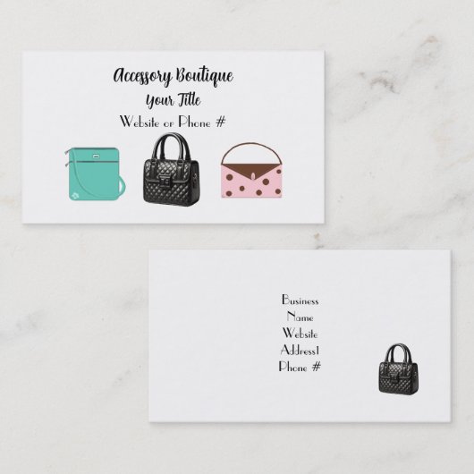 アクセサリーブティックハンドバッグビジネスカード 名刺 (正面/裏面)