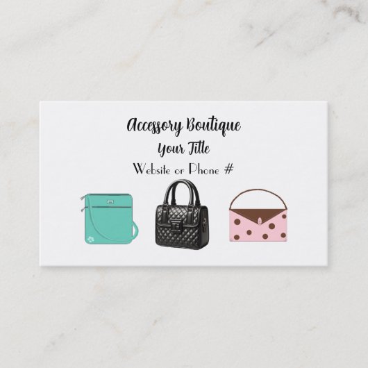アクセサリーブティックハンドバッグビジネスカード 名刺 (正面)