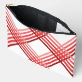 アクセサリーポーチ – 赤いストライプを斜めに交差 (見開き)