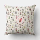 アクセサリーモノグラム付き白お洒落西 クッション (正面)