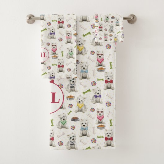 アクセサリーモノグラム付き白お洒落西 バスタオルセット (インサイチュ)