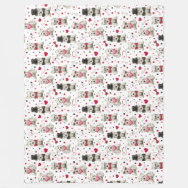 アクセサリー付き白いウェスティーお洒落 フリースブランケット