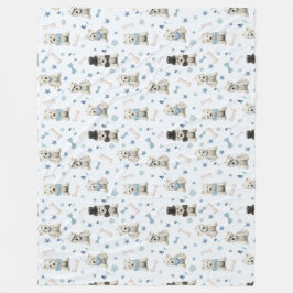 アクセサリー付き白いウェスティーお洒落 フリースブランケット