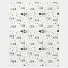 アクセサリー付き白いウェスティーお洒落 フリースブランケット