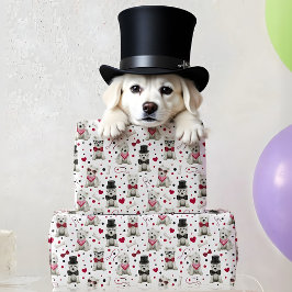 アクセサリー付き白いウェスティーお洒落 ラッピングペーパー