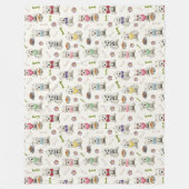 アクセサリー付き白お洒落西 フリースブランケット (正面)