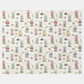 アクセサリー付き白お洒落西 フリースブランケット (正面(横))