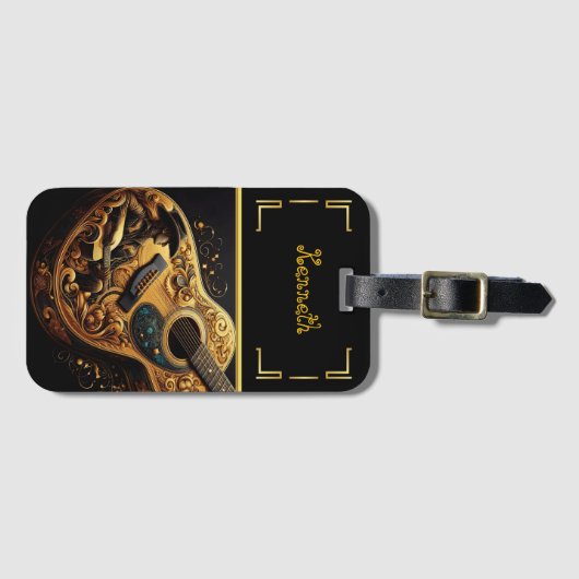 アクセサリー鮮やかエレガントギターカウボーイの画像 ラゲッジタグ (正面横)