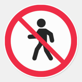 アクセス不可の歩行者の標識 |丸クラシックステッカー ラウンドシール