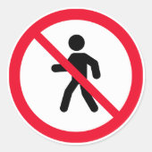 アクセス不可の歩行者の標識 |丸クラシックステッカー ラウンドシール (正面)