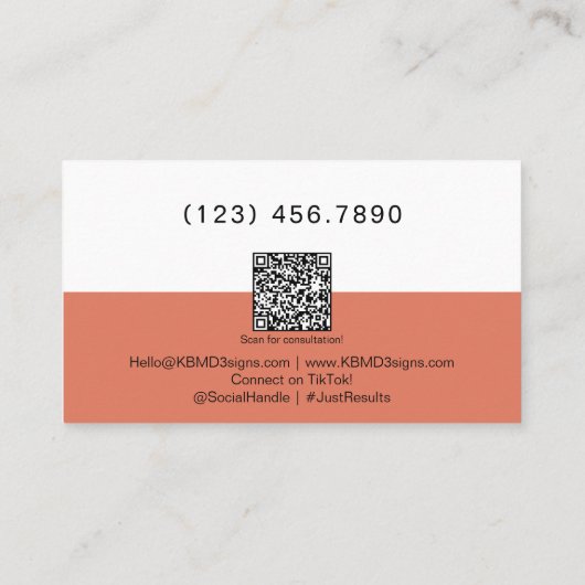 アクセス可能なパーソナルトレーナータグラインQRオレンジ 名刺 (裏面)