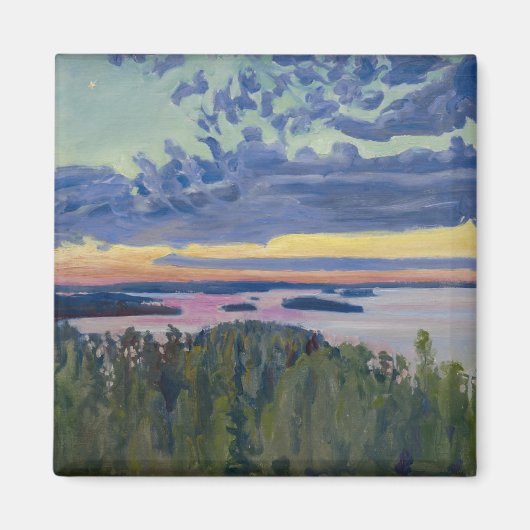 アクセリ・ガッレン＝カレラ - 湖上よりの夕景 マグネット (正面)