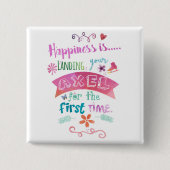 アクセルのフィギュアスケートの正方形の磁石 缶バッジ (正面)