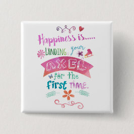 アクセルのフィギュアスケートの正方形の磁石 缶バッジ