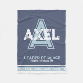 アクセルの名前はスポーツのモノグラムブルー白を意味する フリースブランケット